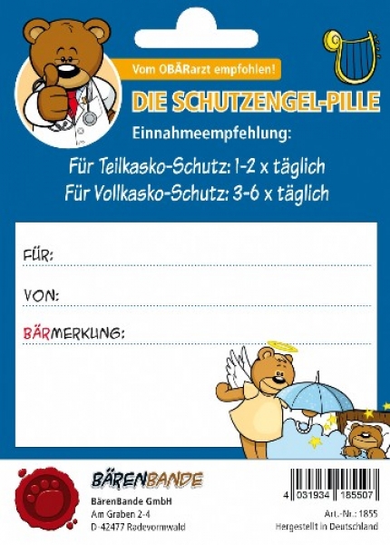 Die Schutzengel-Pille Schokolinsen Rückseite