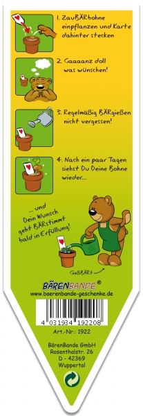 ZauBÄRbohne Geburtstag Zauberbohne Rückseite